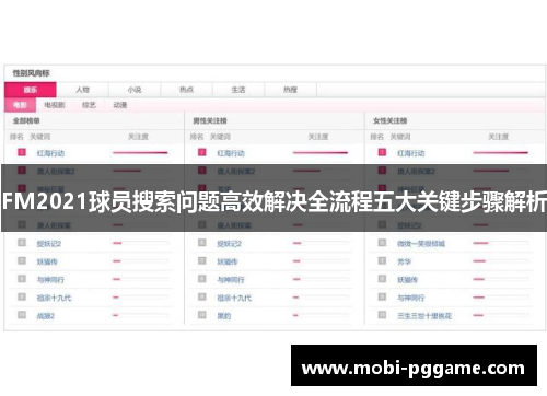 FM2021球员搜索问题高效解决全流程五大关键步骤解析